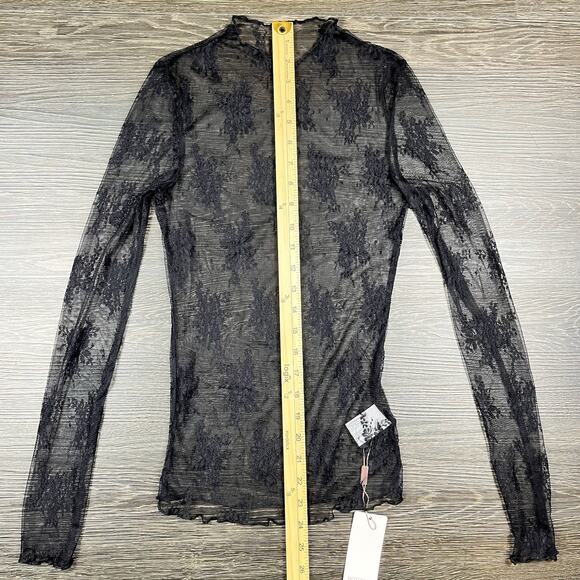 Y2K 90s Womens Top Sheer Black Lace Floral Small Whimsigoth Fairy Boho Layer - Picture 4 of 8